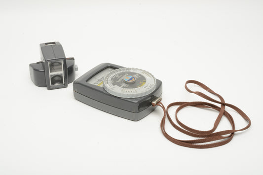 Gossen Lunasix 3 Incident Light Meter, Cases + variable angle attachment, Clean!