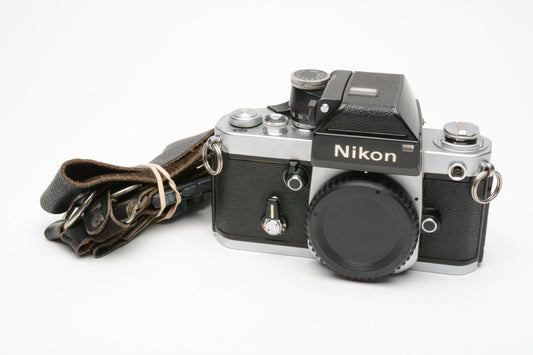 Nikon F2 Photomic SLR Film Camera Body (Chrome) w/DP-1 Finder, Nice! New Seals