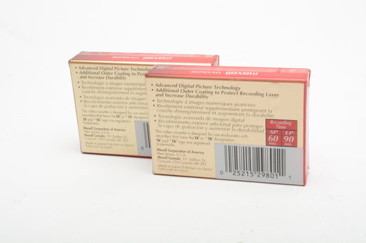 2x Maxell Mini DV Digital Video Cassettes (2x Mini DVM60SE ) Premium Grade