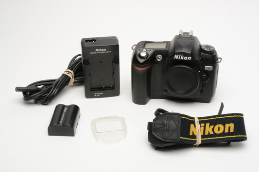 Nikon D70 DSLR body w/batt, charger, strap, Only 2628 Acts!!