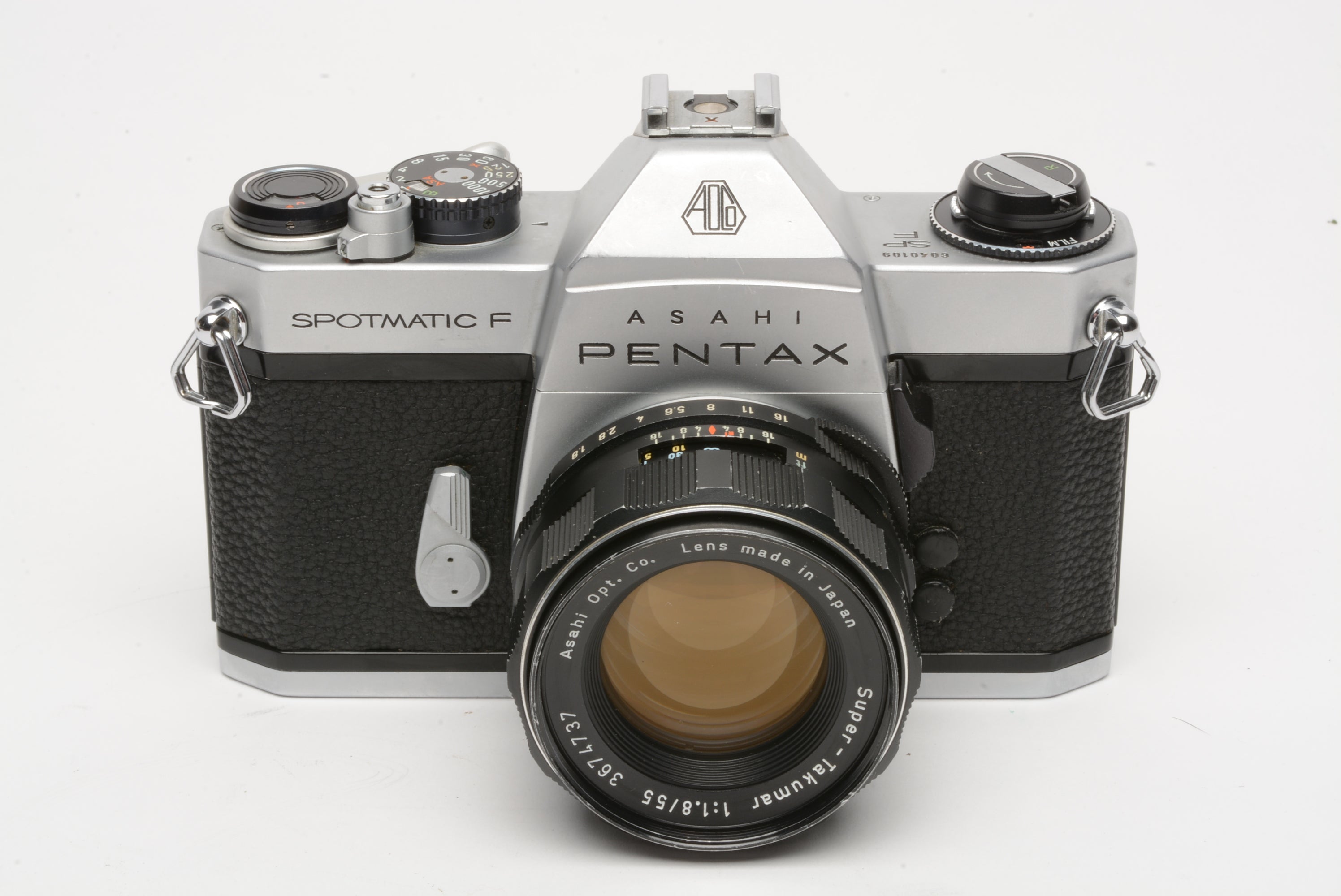 Pentax Spotmatic F SP F Chrome Body w/S. Takumar 55mm F1.8 lens 