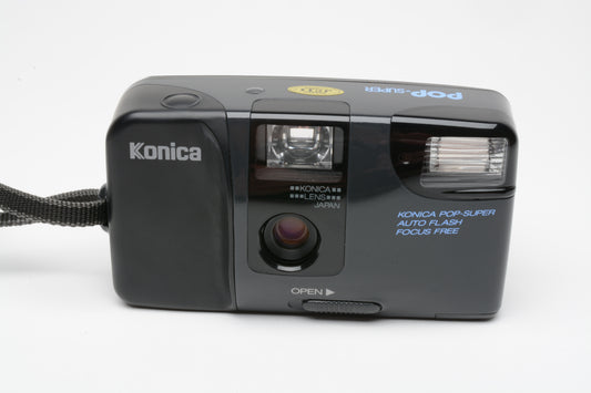 Konica Pop-Super Auto Flash 35mm Point&Shoot camera, tested, w/Case