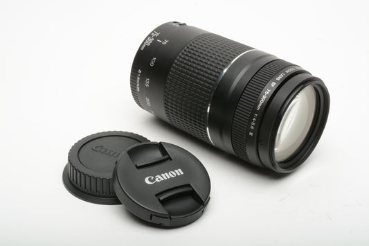 Canon EF 75-300mm f4-5.6 III USM Telephoto zoom lens, caps, Mint-