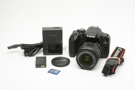 Canon Rebel T7i DSLR w/18-55mm f3.5-5.6 IS, Batt+charger+SD Only 8804 Acts!