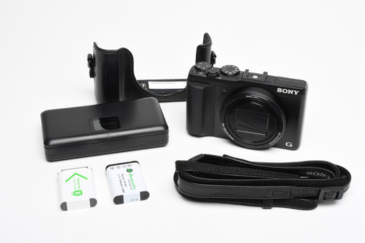 Sony DSC-HX50V 20.4MP Digital Point&Shoot Camera, 2X Batts+charger, 1/2 case
