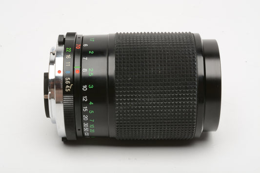 Vivitar 70-210mm f4.5-5.6 MC Macro zoom lens for Olympus OM Mount, UV+caps+manual