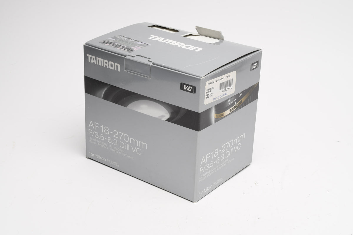 Tamron AF 18-270mm f3.5-6.3 Di II B003 Lens for Nikon EF w/Hood, Caps, Box
