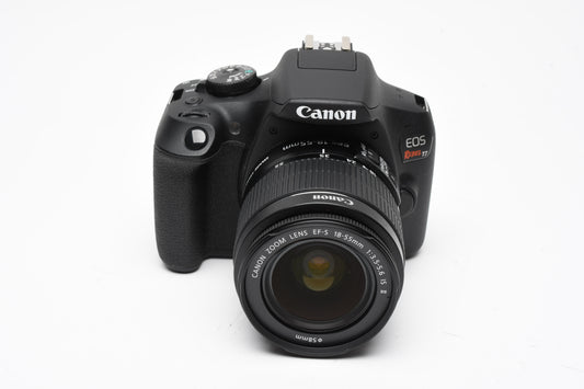 Canon Rebel T7 DSLR w/18-55mm f3.5-5.6 IS II Only 32 Acts!! Mint-