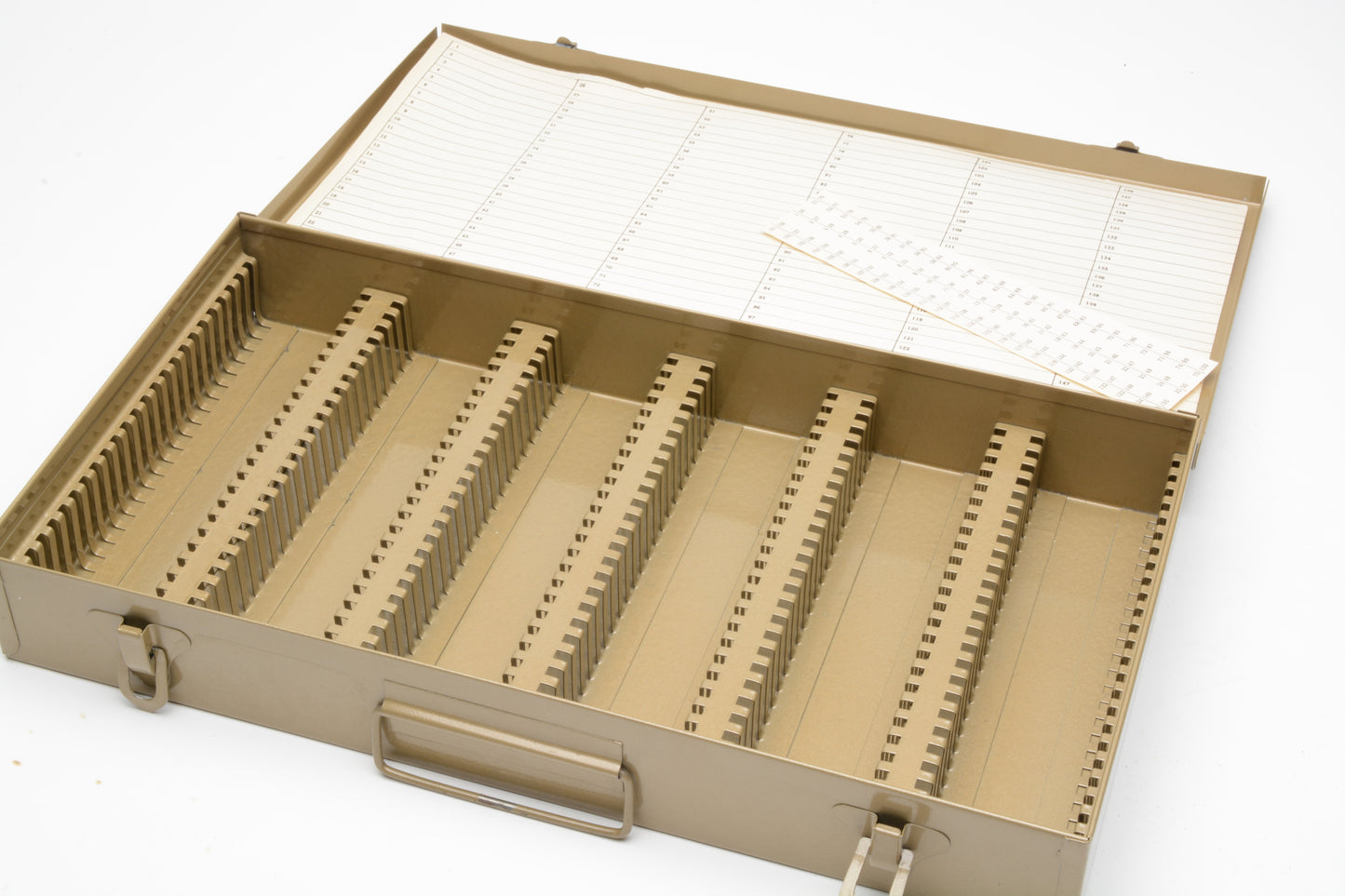 Logan Metal Deluxe Slide File Deluxe No 115 - 300 Ready Mount 2” x 2” 35mm - Tan