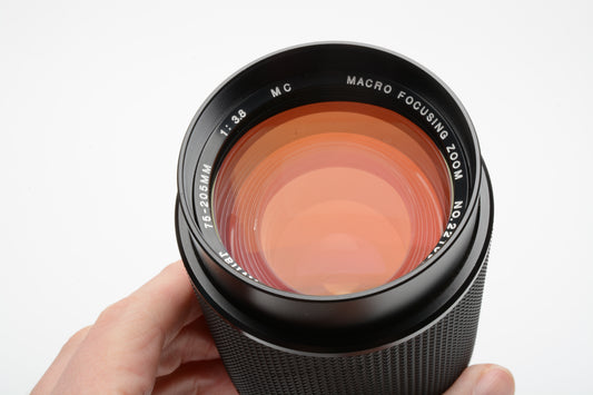 Vivitar 75-205mm f3.8 MC Macro zoom lens Canon FD mount, caps+UV, Nice
