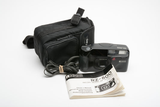 Ricoh RZ-800 35mm Point&Shoot w/38-80mm Macro zoom lens, Tested + Case