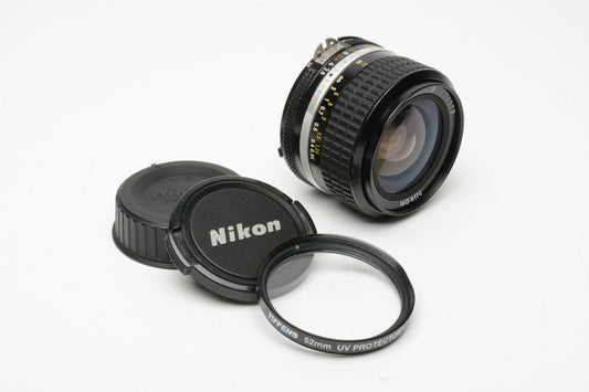 Nikon Nikkor Ai-S 24mm f2.8 MF Wide angle lens, UV, Clean and sharp!