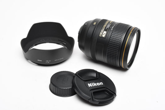 Nikon AF-S Nikkor 24-120mm f4G ED VR N zoom lens, Hood, Caps, Mint-