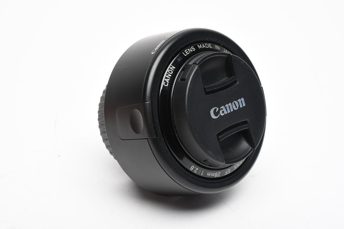 Canon EF 28mm f2.8 wide angle lens w/EW-65II lens hood, NIce and sharp