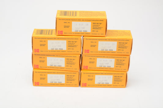 7X Rolls of Kodak Ektachrome EPY 120 50 ASA Tungsten film Exp. 03/1987