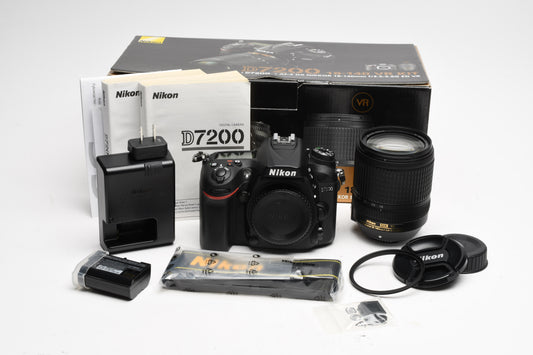 Nikon D7200 w/18-140mm VR Kit in Box Only 1514 Acts, Great!