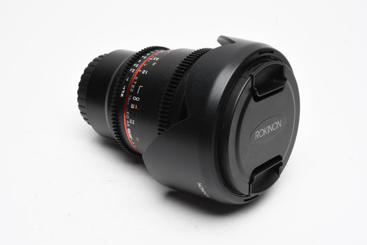 Rokinon 16mm T2.2 ED AS UMC CS II for Micro 4/3 mount, Hood+Pouch, Mint-