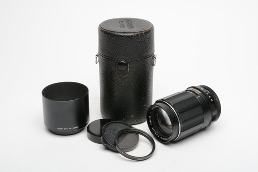 Pentax Super Takumar 135mm f3.5 M42 Mount lens, case, hood, caps, UV, Clean!