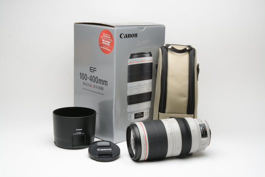 Canon EF 100-400mm f4.5-5.6L IS II USM Telephoto zoom lens, boxed, USA, Mint!