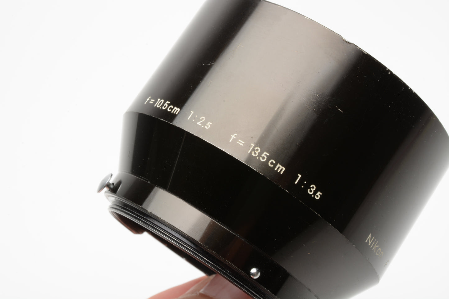 Nikon Metal Hood for HS-4 Nikkor 10.5cm (105mm) f2.5 13.5cm (135mm) f3.5 lens, Good!