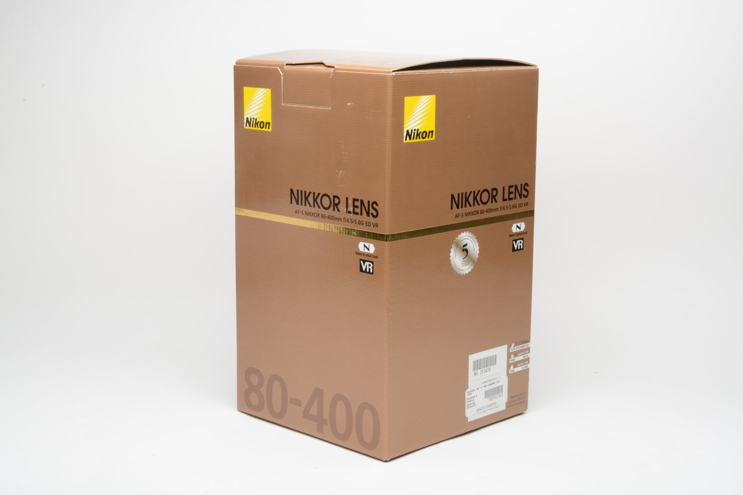 Nikon N AF-S Nikkor 80-400mm f/4.5-5.6 G ED Lens w/Box, Case, Hood, USA Version