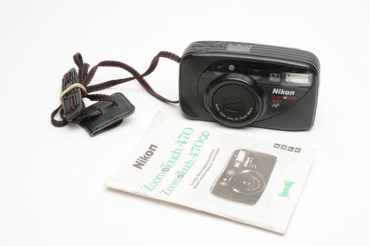 Nikon Zoom Touch 470AF 35mm Point&Shoot camera, manual, tested