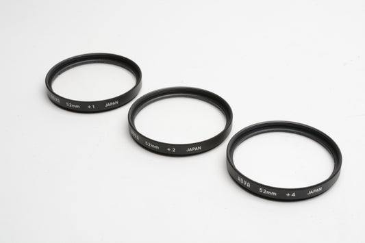 Hoya 52mm Close-up filter set +1, +2, +4 in pouch, Mint-