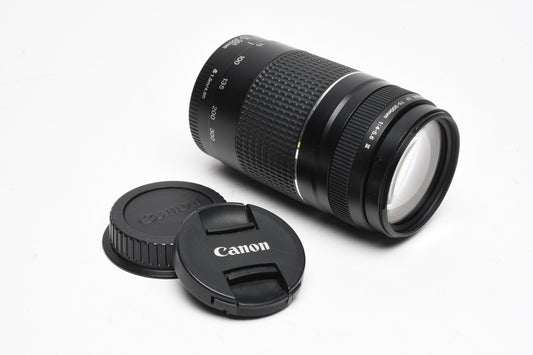 Canon EF 75-300mm f4-5.6 III Telephoto zoom lens, caps, Great!