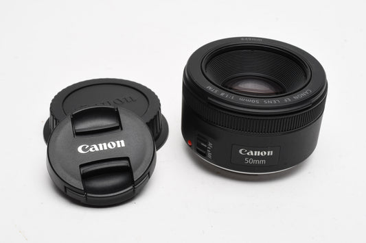 Canon EF 50mm f1.8 STM prime lens, caps, Mint-