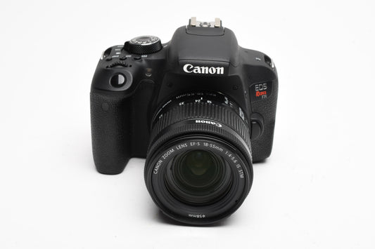 Canon Rebel T7i DSLR w/18-55mm f4-5.6 IS STM, Batt+charger+case 18K Acts