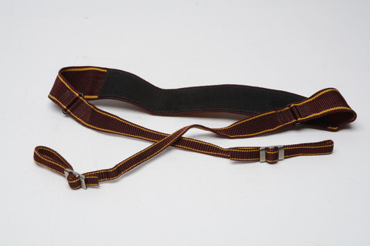 Nikon quality 2" tapered wide camera strap (burgundy/gold), nice & clean