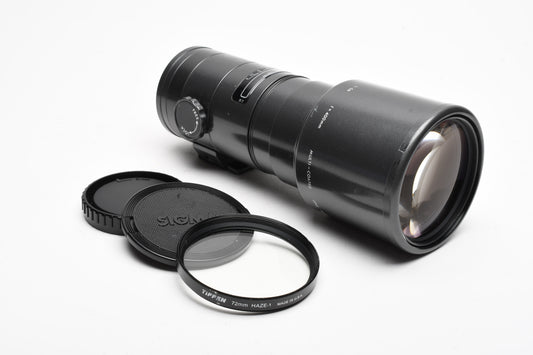 Sigma AF 400mm f5.6 Telephoto lens, UV, Caps, Minolta Maxxum Sony A Mount
