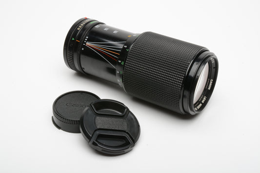 Canon FD 70-210mm f4 zoom lens, caps, good, smooth, Clean