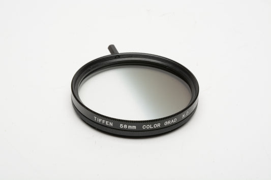 Set of 5 Tiffen 58mm filters: Color Grad Red, Brown, Blue, ND, and Hard Blue