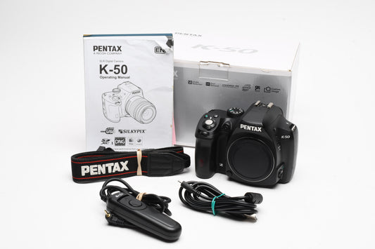 Pentax K-50 DSLR Body, Only 6344 Acts, Mint-, Boxed