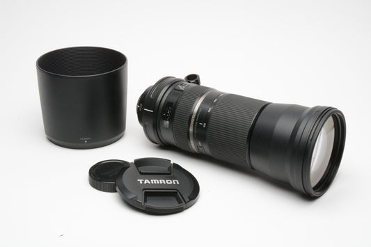 Tamron SP 150-600mm f/5-6.3 USD Di VC Zoom, Nikon F, w/Hood, Caps, Collar, Nice