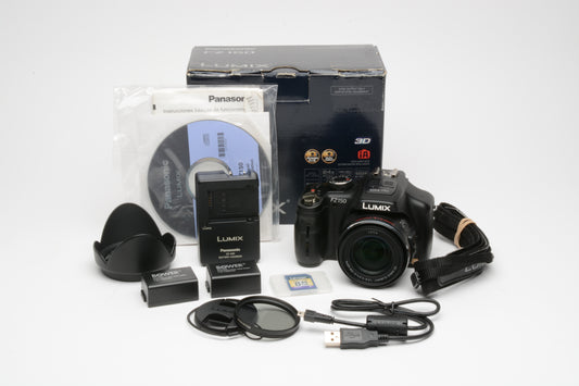 Panasonic Lumix FZ-150 Digital Point&Shoot, boxed, 2batts, charger, 8GB SD++