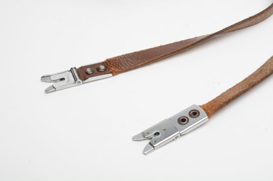 Leather thin camera strap w/Alligator clips for Rollei Rolleiflex TLR Cameras, Clean