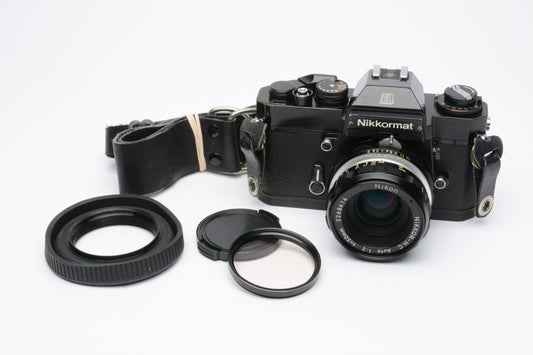 Nikon EL 35mm SLR Black Body w/Nikkor 50mm f2, New seals, Nice!
