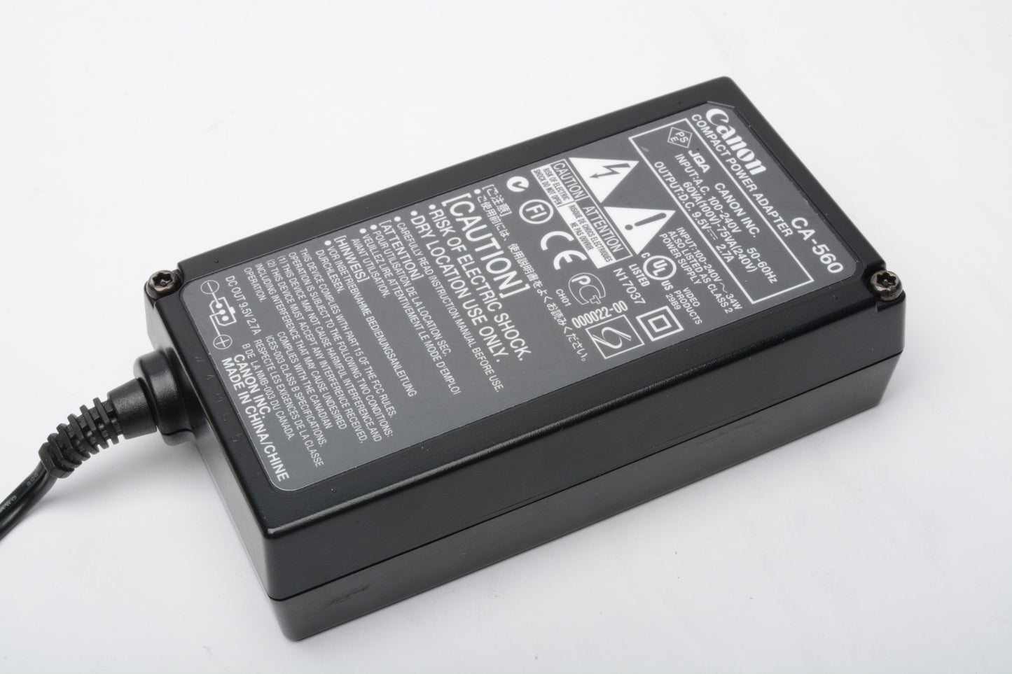 Canon CA-560 AC Adapter, Genuine, Minimal use, w/Power cord