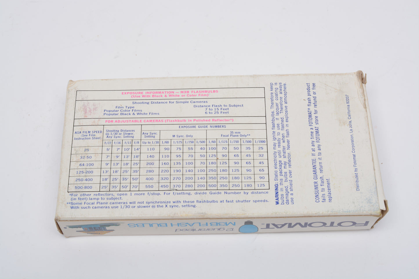 12X Fotomat M3B Flashbulbs (Blue) New