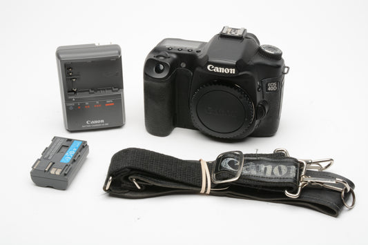 Canon EOS 40D DSLR Body, batt, charger, strap, Only 17K Acts!