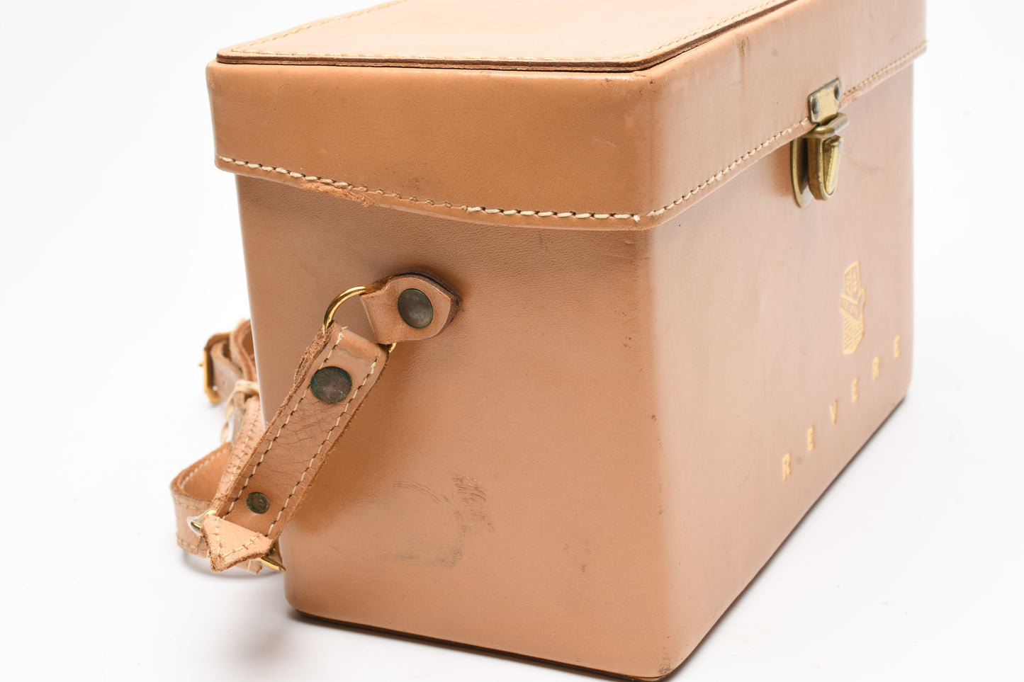 Revere Vintage tan leather case ~8.5 x 5.5 x 4.5", Nice