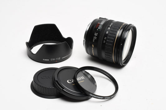 Canon EF 24-85mm f3.5-4.5 USM compact zoom lens, caps, UV, Hood, Great!