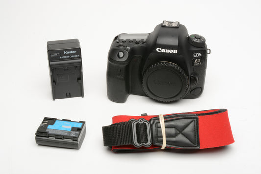 Canon EOS 6D Mark II 26.2MP DSLR body, batt, charger, only ~18K acts! tested, nice!