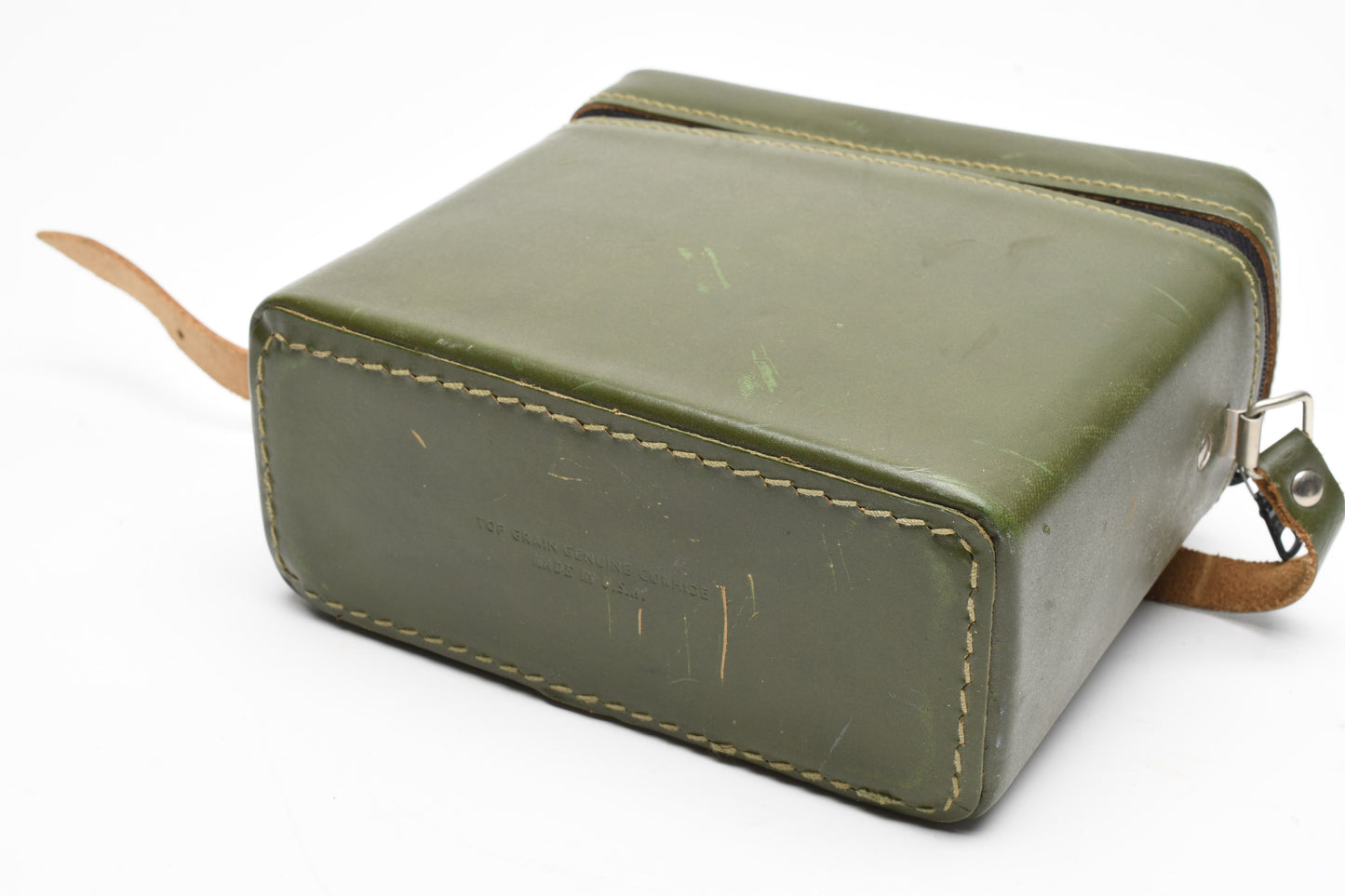 Top Grain Genuine Cowhide Olive Green camera case 5x6x2.5", Nice