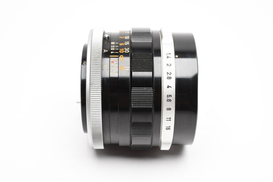 Canon 50mm f1.4 FL prime lens, caps, very clean +T60-2 Lens hood