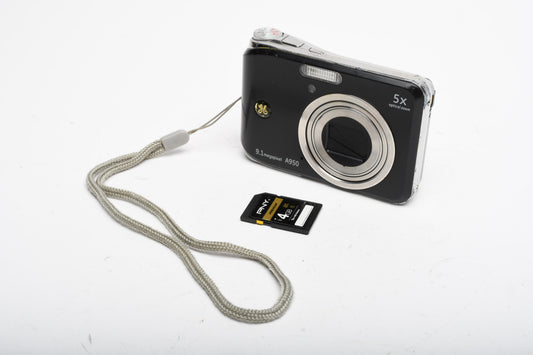 GE A950 9.1 MP Digital Point&Shoot w/ 5X optical Zoom, 4GB SD, Good