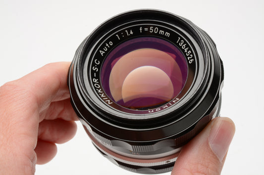 Nikon Nikkor-S.C 50mm f1.4 Non-AI Prime lens, caps, sharp! Nice