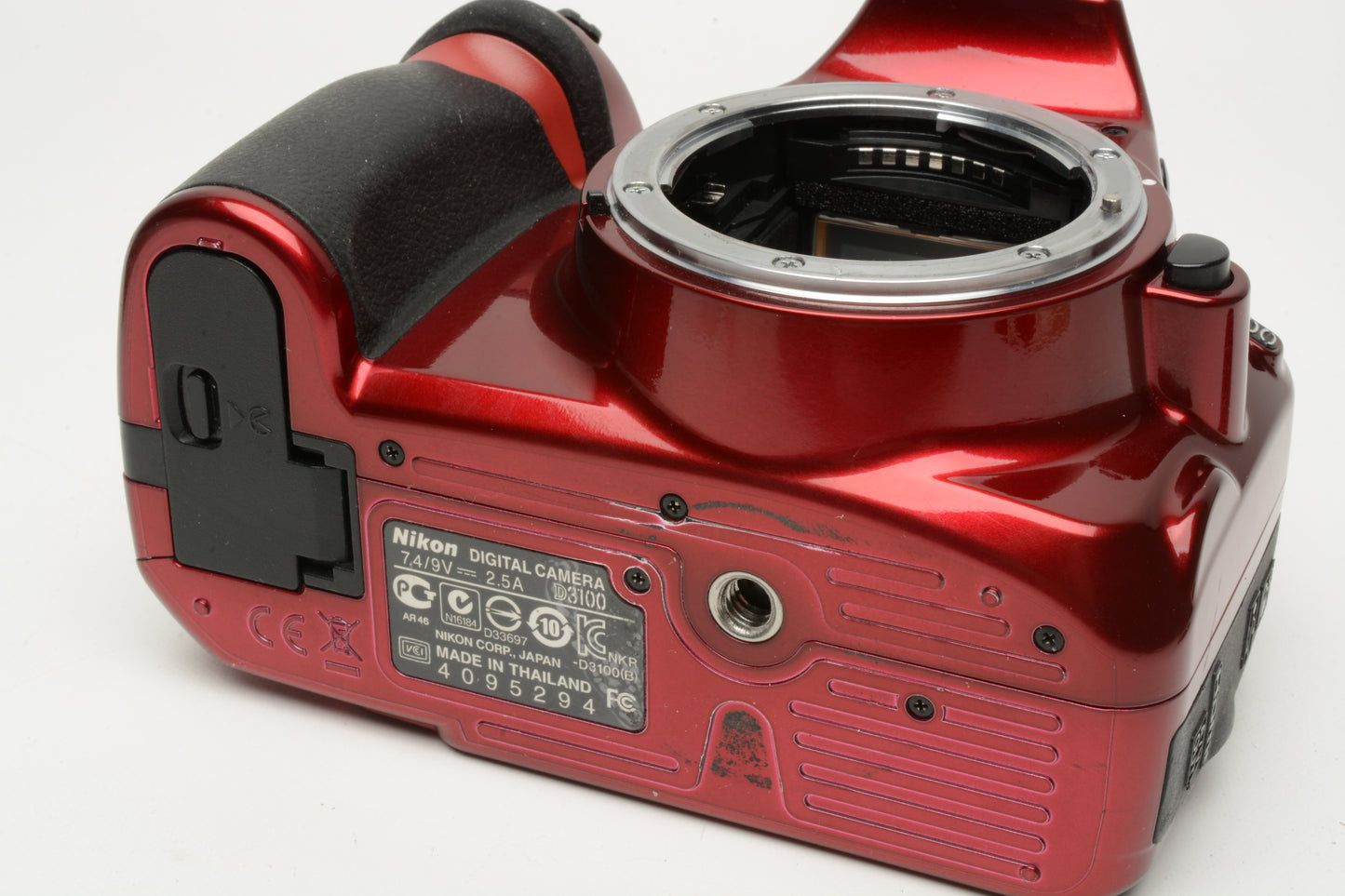 Nikon D3100 Red DSLR Body, battery, charger, strap, 15K Acts, Great!